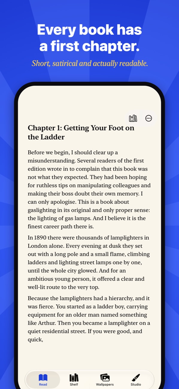 The reader showing chapter one